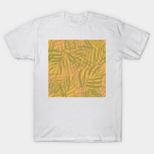 Digital palm leaves pattern in yellow and green T-Shirt